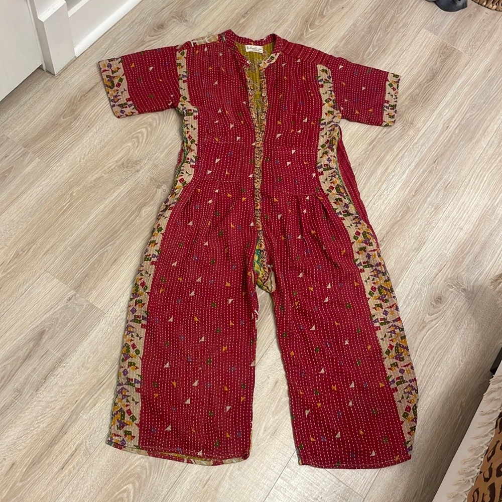Kantha Bae vintage cotton jumpsuit romper O/S